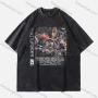 Wholesale Men's Fashion Hip Hop Oversized Crew Neck Short Sleeve Wash Distressed Graphic T-shirt 795# preview