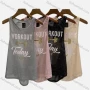 Wholesale Women's Sporty Letter Print Round Neck Backless Quick Drying Vest preview
