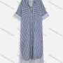 Wholesale Women's Casual Roll Sleeve Button Down Striped High Low Hem Shirt Dress preview
