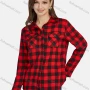 Wholesale Women's Casual Plaid Print Long Sleeve Flap Pockets Button Down Shirt 2101# preview