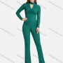 Wholesale Women's Casual Slim Fit High Neck Long Sleeve Ribbed Plain Blouse 2-piece Set preview