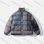 Wholesale Men's Fashion Long Sleeve Stand Collar Paisley Patchwork Print Puffer Coat 927# preview