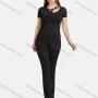 Wholesale Women's Casual Slim Fit Cut Out Short Sleeve Ribbed Plain Blouse 2-piece Set preview