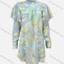 Wholesale Women's Casual Allover Print Ruffle Trim Mock Neck Long Sleeve Ruffle Hem Blouse preview