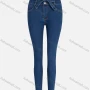 Wholesale Women's Casual Plain High Waist Tie Front Straight Leg Ankle Length Skinny Fit Jeans WZ-4MB# preview