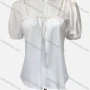 Wholesale Women's Casual Crew Neck Puff Sleeve Hollow Out Knit Blouse preview