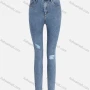 Wholesale Women's Casual Plain High Waist Ripped Straight Leg Ankle Length Skinny Fit Jeans MZ-8BU# preview