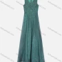 Wholesale Women's Elegant Sleeveless V Neck Lace Pearl Appliques Maxi Evening Dress preview