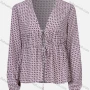 Wholesale Women's Allover Print Lace Up Front Long-Sleeve Top preview