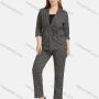 Wholesale Women's Casual Lapel Plaid Patch Pockets Tie Front Cardigan 2-piece Set preview