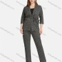 Wholesale Women's Casual Lapel Long Sleeve Tie Front Plaid Cardigan 2-piece Set preview