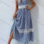 Wholesale Women's Casual Striped Bow Tie Straps High Waist Maxi Cami Dress preview