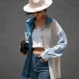 Wholesale Women's Casual Splicing Colorblock Button Down Long Sleeve Tunic preview