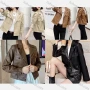 Wholesale Women's Casual Lapel Long Sleeve Flap Pockets Leather Jacket preview