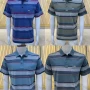 Wholesale Men's Casual Short Sleeve Colorblock Striped Button Front Polo Shirts preview