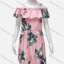 Wholesale Girls Cold Shoulder Ruffle Trim Leaf Print Cami Dress preview