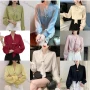 Wholesale Women's Casual V Neck Long Sleeve Pear Decor Plain Blouse preview