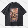 Wholesale Men's Fashion Hip Hop Oversized Crew Neck Short Sleeve Wash Distressed Graphic T-shirt 800# preview