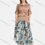 Wholesale Women's Casual Collared Rhinestone Button Front Lace Up Blouse 2-piece Set preview
