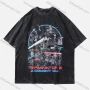 Wholesale Men's Fashion Hip Hop Oversized Crew Neck Short Sleeve Wash Distressed Graphic T-shirt 801# preview