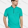 Wholesale Men's Casual Plain Stand Collar 100% Cotton Short Sleeve Labelled Polo Shirt 2208# preview