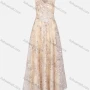 Wholesale Women's Elegant Sleeveless V Neck Sequin Rhinestone Pearl Appliques Evening Dress preview