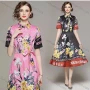 Wholesale Women's Elegant Collared Button Front High Waist Floral Midi A-line Dress 2753# preview