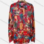 Wholesale Women's Vintage Long Sleeve Abstract Print Button Down Shirts preview