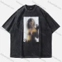 Wholesale Men's Fashion Hip Hop Oversized Crew Neck Short Sleeve Wash Distressed Graphic T-shirt 803# preview