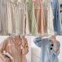 Wholesale Women's Collared Loose Fit Striped Print Fake Pockets Long Sleeve Shirt 1568# preview