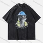 Wholesale Men's Fashion Oversized Crew Neck Short Sleeve Wash Distressed Graphic T-shirt 748# preview