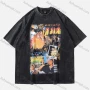 Wholesale Men's Fashion Hip Hop Oversized Crew Neck Short Sleeve Wash Distressed Graphic T-shirt 804# preview