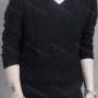 Wholesale Men's Casual V Neck Long Sleeve Pullover Cable Knit Sweater preview