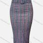 Wholesale Women's Elegant Plaid Print Midi Skirt With Belt preview