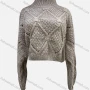 Wholesale Women's Casual Mock Neck Long Sleeve Hollow Out Knit Crop Sweater 872# preview