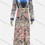 Wholesale Women's Casual Long Sleeve Button Font Floral Print Maxi Dress With Belt preview