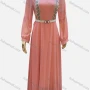 Wholesale Women's Casual Long Sleeve Embroidered Maxi Dress With Belt preview
