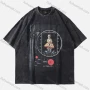 Wholesale Men's Fashion Hip Hop Oversized Crew Neck Short Sleeve Wash Distressed Graphic T-shirt 806# preview