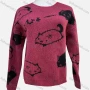 Wholesale Women's Casual Crew Neck Long Sleeve Knit Animal Print Sweater 904# preview