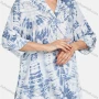 Wholesale Women's Casual Notched Neck Shirt Sleeve Buckle Strap Cuff Tie Dye Blouse preview