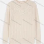 Wholesale Women's Casual Long Sleeve Wave Trim Pearl Embroidery Plain Sweater preview