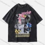 Wholesale Men's Fashion Hip Hop Oversized Crew Neck Short Sleeve Wash Distressed Graphic T-shirt 808# preview