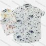 Wholesale Men's Casual Collared Short Sleeve Button Down Leaf Print Shirt preview