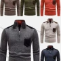 Wholesale Men's Casual Colorblock High Neck Quarter Zip Long Sleeve Sweater preview