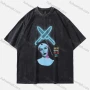 Wholesale Men's Fashion Hip Hop Oversized Crew Neck Short Sleeve Wash Distressed Graphic T-shirt 809# preview