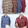 Wholesale Women's Collared Loose Fit Plaid Print Flap Pockets Long Sleeve Shirt 2033# preview