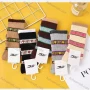Wholesale Women's Breathable Cushioned Striped Letter Print Crew Socks preview