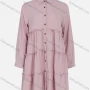 Wholesale Women's Casual Plain Collared Tiered Button Down Ruffle Hem Midi Dress preview