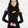 Wholesale Women's Plain Mock Neck Cut Out Ring Decor Cold Shoulder Long Sleeve Blouse preview