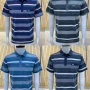 Wholesale Men's Casual Short Sleeve Striped Button Front Polo Shirts preview